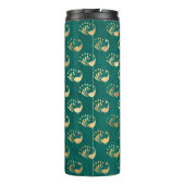 Grunge Blauwgroen en gouden Peacock Thermosbeker (Achterkant)