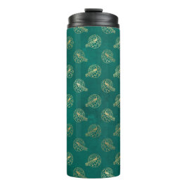 Grunge Blauwgroen en gouden Peacock Thermosbeker