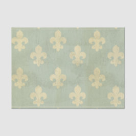Grunge,blauwgroen,,fleur de lis,patroon,Victoriaan Tissuepapier