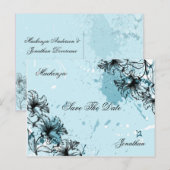  Grunge Blauwgroen Zwart Bewaar de datum Aankondigingskaart (Voorkant / Achterkant)