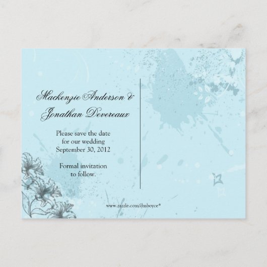  Grunge Blauwgroen Zwart Bewaar de datum Aankondigingskaart (Achterkant)