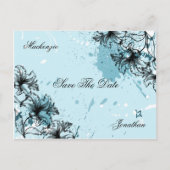  Grunge Blauwgroen Zwart Bewaar de datum Aankondigingskaart (Voorkant)