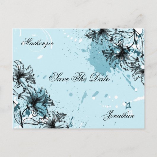  Grunge Blauwgroen Zwart Bewaar de datum Aankondigingskaart (Voorkant)