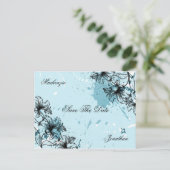  Grunge Blauwgroen Zwart Bewaar de datum Aankondigingskaart (Staand voorkant)