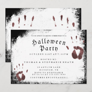 Grunge Bloedige Hand Prints Halloween Party Kaart