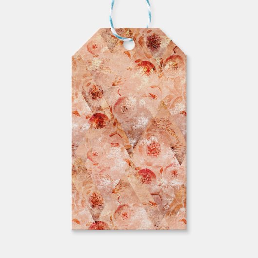 Grunge bloemenpatroon. Koraal achtergrond. Cadeaulabel (Voorkant)