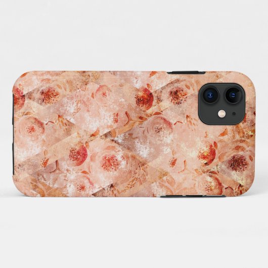 Grunge bloemenpatroon. Koraal achtergrond. Case-Mate iPhone Case (Achterkant (horizontaal))