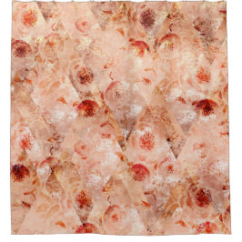 Grunge bloemenpatroon. Koraal achtergrond. Douchegordijn