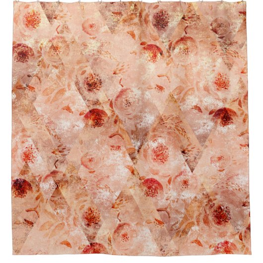 Grunge bloemenpatroon. Koraal achtergrond. Douchegordijn (Voorkant)