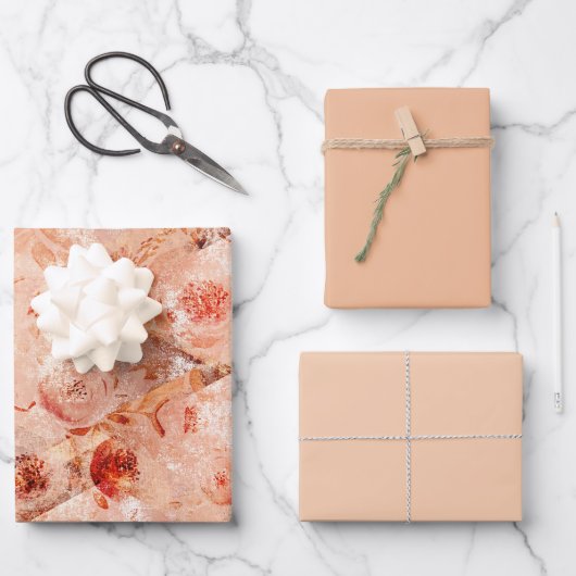 Grunge bloemenpatroon. Koraal achtergrond. Inpakpapier Vel (Voorkant)