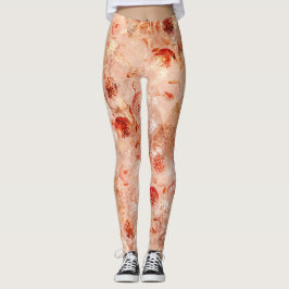 Grunge bloemenpatroon. Koraal achtergrond. Leggings