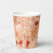 Grunge bloemenpatroon. Koraal achtergrond. Papieren Bekers (Rechts)