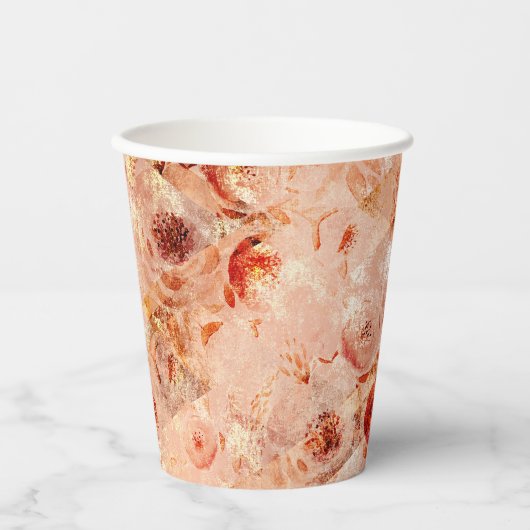 Grunge bloemenpatroon. Koraal achtergrond. Papieren Bekers (Voorkant)