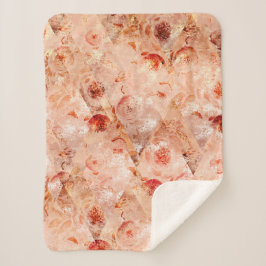 Grunge bloemenpatroon. Koraal achtergrond. Sherpa Deken