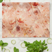 Grunge bloemenpatroon. Koraal achtergrond. Theedoek (Gevouwen)