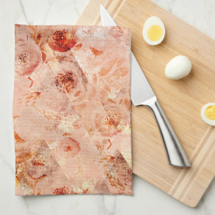 Grunge bloemenpatroon. Koraal achtergrond. Theedoek