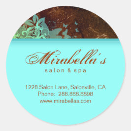 Grunge bloemensalon sticker spa blauw bruin 2