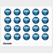 Grunge bloemensalon sticker spa blauw denim (Vel)