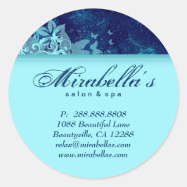 Grunge bloemensalon sticker spa blauw denim 2