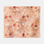 Grunge bloempatroon. Koraalrode achtergrond. Fleece Deken (Voorkant (Horizontaal))
