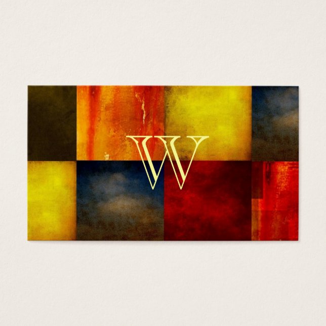 Grunge-blok monogram visitekaartje (Voorkant)
