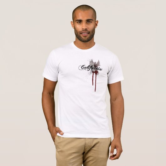 Grunge Blood Splatter California T-Shirt (Voorkant volledig)