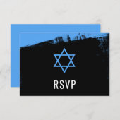 Grunge Blue Black Bar Mitzvah RSVP (Voorkant / Achterkant)