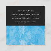 Grunge Blue Black Two Tone Vierkante Visitekaartje (Achterkant)