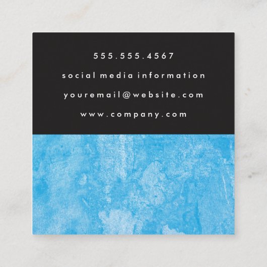 Grunge Blue Black Two Tone Vierkante Visitekaartje (Achterkant)