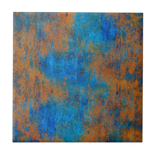 Grunge Blue Copper Boho Tegeltje (Voorkant)