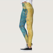 Grunge Blue en Gold Texture Background Leggings (Links)