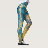 Grunge Blue en Gold Texture Background Leggings (Rechts)