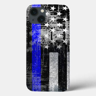 Grunge Blue Line Flag iPhone Case