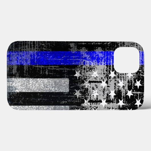 Grunge Blue Line Flag iPhone Case (Achterkant (horizontaal))