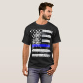 Grunge Blue Line Flag T-Shirt (Voorkant volledig)