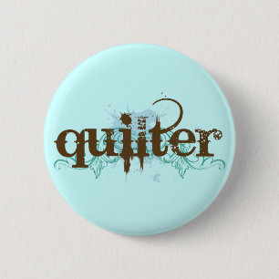 Grunge Blue Quilter Gift Ronde Button 5,7 Cm