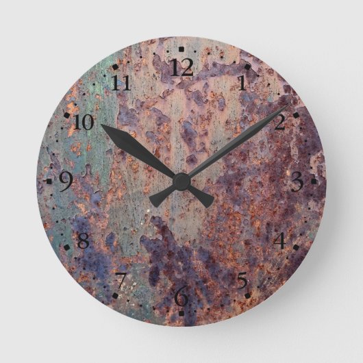 Grunge Blue Rusted Metal Pattern Clockface 1 Ronde Klok (Voorkant)
