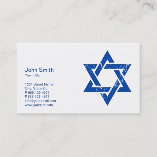 Grunge Blue Star van David Business Card Template Visitekaartje (Voorkant)