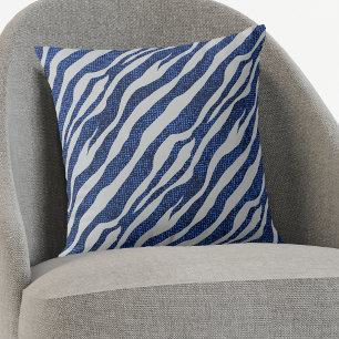 Grunge Blue Zebra Pattern Kussen