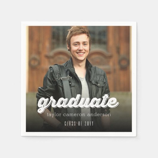 Grunge Bold Afstuderen Script Photo Graduation Par Servetten (Voorkant)