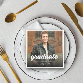 Grunge Bold Afstuderen Script Photo Graduation Par Servetten