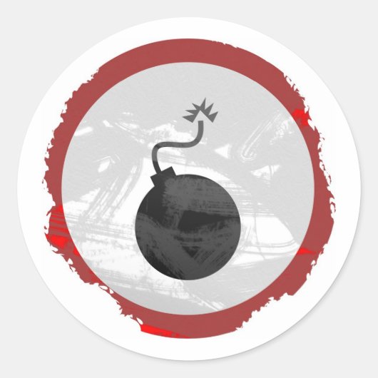 Grunge Bomb Sign Ronde Sticker (Voorkant)