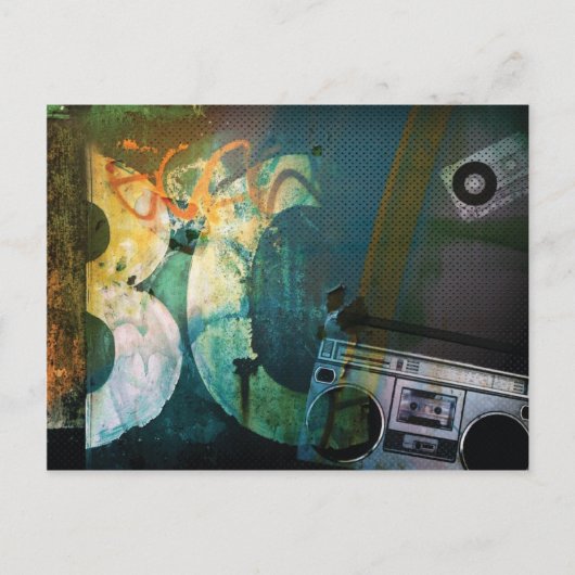 Grunge Boombox Briefkaart (Voorkant)