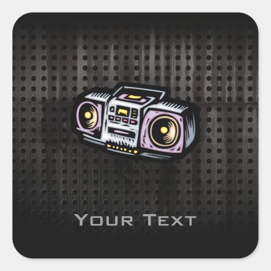 Grunge Boombox Vierkante Sticker (Voorkant)