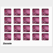 grunge botanische bloemen magenta roze Rose Vierkante Sticker (Vel)