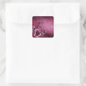 grunge botanische bloemen magenta roze Rose Vierkante Sticker (Tas)