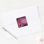 grunge botanische bloemen magenta roze Rose Vierkante Sticker (Envelop)