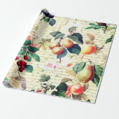Grunge Botanische  Fruit met Script Cadeaupapier (Uitgerold)