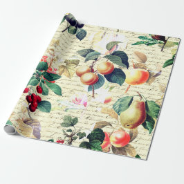 Grunge Botanische  Fruit met Script Cadeaupapier