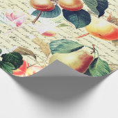 Grunge Botanische Fruit met Script Cadeaupapier (Hoek)